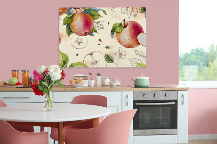 Rosa Küche mit Bild Äpfel